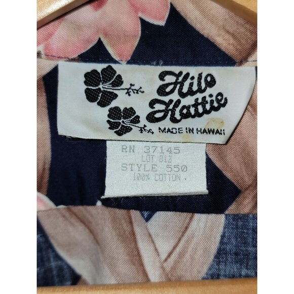 Hilo Hattie Hawaiian Shirt Large Floral Pink & Brown 100% Cotton Short Sleeve - Picture 4 of 7